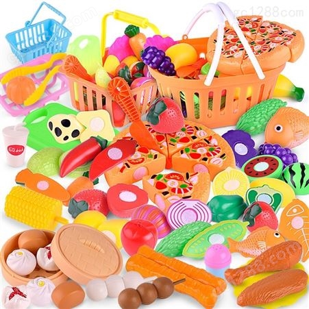 跨境货源过家家厨房玩具 儿童过家家蔬菜水果切切乐玩具 一件代发双伟