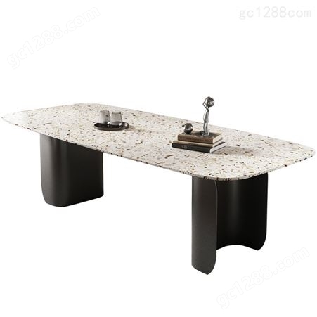 北欧大理石餐桌现代简约大户型家用长方形水磨石吃饭桌椅子组合