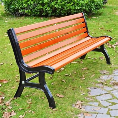 室外公园休闲座椅 户外小区实木铸铁靠椅 麦黄色