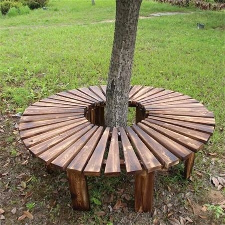 德晟定做圆形实木围树椅 防腐木 菠萝格长条座凳