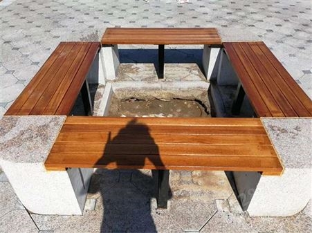 学校户外围树椅 防腐木圆形树池坐凳 广场长条凳