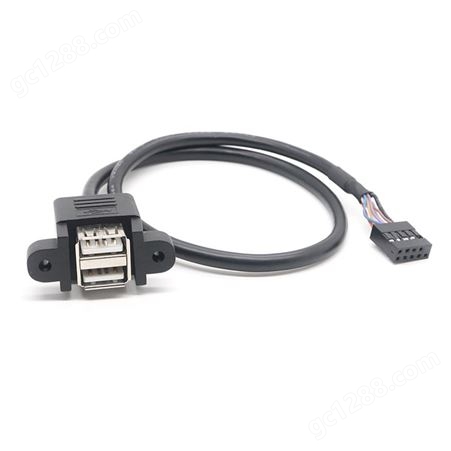 定制USB2.0 A/F双口带螺母转杜邦端子2.0-5P*2数据线 USB母带耳朵