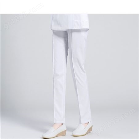 问初服装 护士裤子白色工作裤冬装加厚白粉蓝色松紧腰大码