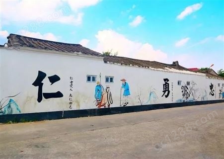 来图定制 文化墙彩绘 新中式风  立体画  私人楼房壁画