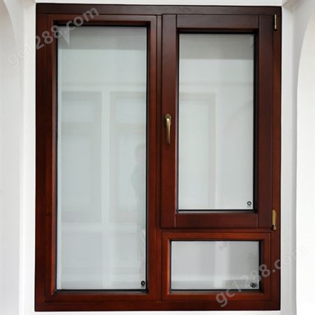 现代风格平开上悬铝包木门窗 简约时尚铝木复合窗安装