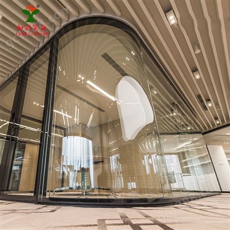 广东弯钢弧形玻璃 弧形观光电梯 异形玻璃隔断制作价格报价