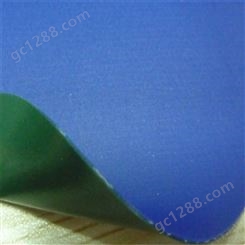 PVC夹网布 蓝色+绿色双面异色布 0.62mm防水涂层布 劳保雨衣面料