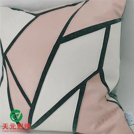 新品现代简约轻奢粉色抽象刺绣绒面靠垫抱枕别墅样板房方枕