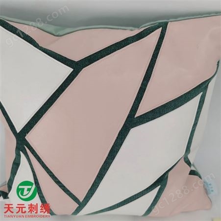 新品现代简约轻奢粉色抽象刺绣绒面靠垫抱枕别墅样板房方枕