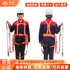 伟光 单双保险安全带 电工用丙纶双背全身式挂点安全绳工厂 支持定制